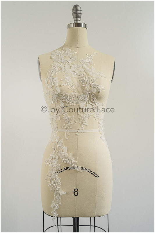 Perlen Blumen Applikation / Perlen Braut Aufnäher / Braut Aufnäher / A23-049