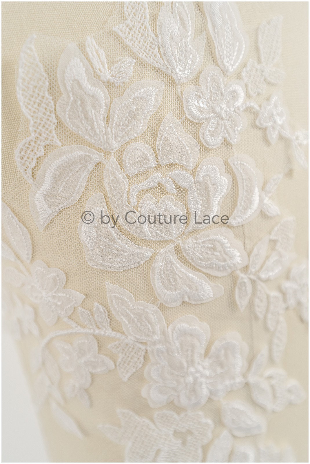 3D Blumen Applikation / 3D Blumen Spitze Applikation / Hochzeitskleid Applikation / Blatt Applikation / A23-075