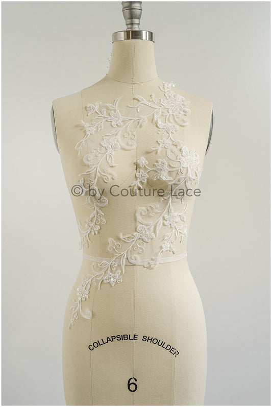 Perlen Blumen Applikation / Perlen Braut Aufnäher / Braut Aufnäher / A23-084