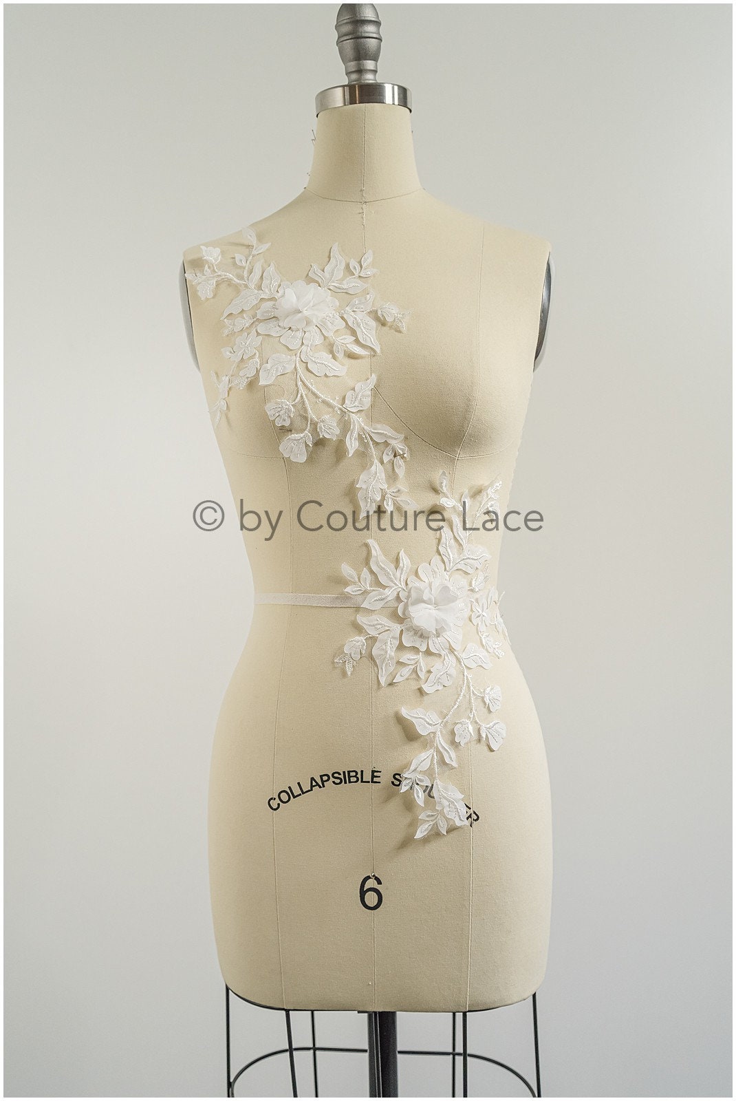 3D Blumen Applikation / 3D Blumen Spitze Applikation / Hochzeitskleid Applikation / Blatt Applikation / A23-105