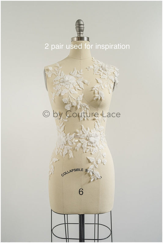 3D Blumen Applikation / 3D Blumen Spitze Applikation / Hochzeitskleid Applikation / Blatt Applikation / A23-105