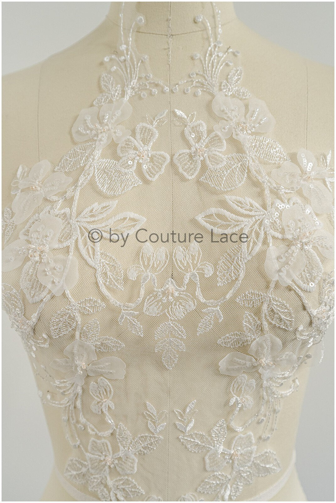 Perlen Blumen Applikation / Perlen Braut Aufnäher / 3D Blumen Applikation / Hochzeitskleid Spitze Applikation / Braut Blatt Applikation / A23-138
