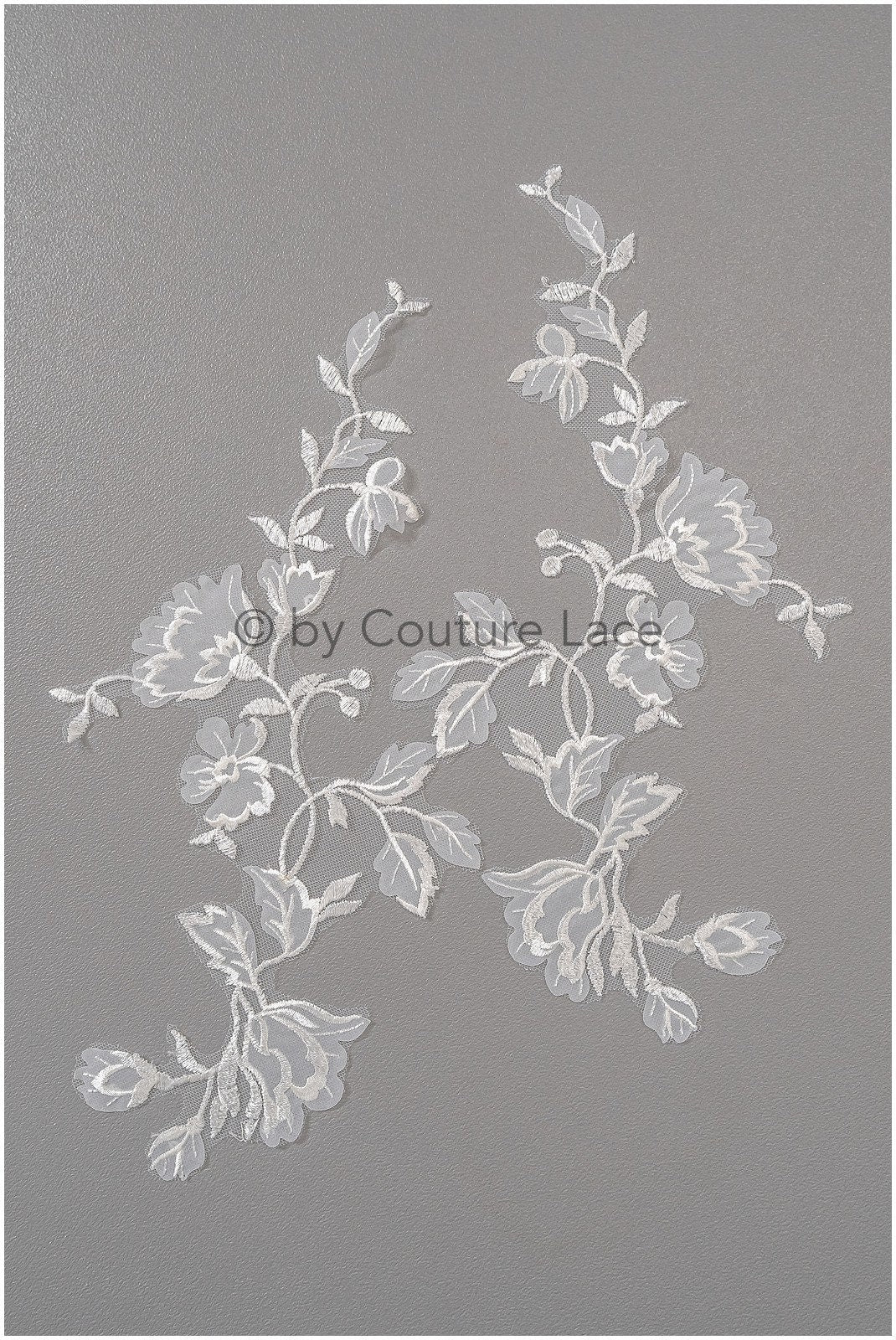 Bestickte 3D Blume Applikation / Braut Aufnäher / Hochzeitskleid Spitzenapplikation / Brautblatt Applikation / A23-166