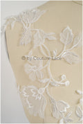 Bestickte 3D Blume Applikation / Braut Aufnäher / Hochzeitskleid Spitzenapplikation / Brautblatt Applikation / A23-166