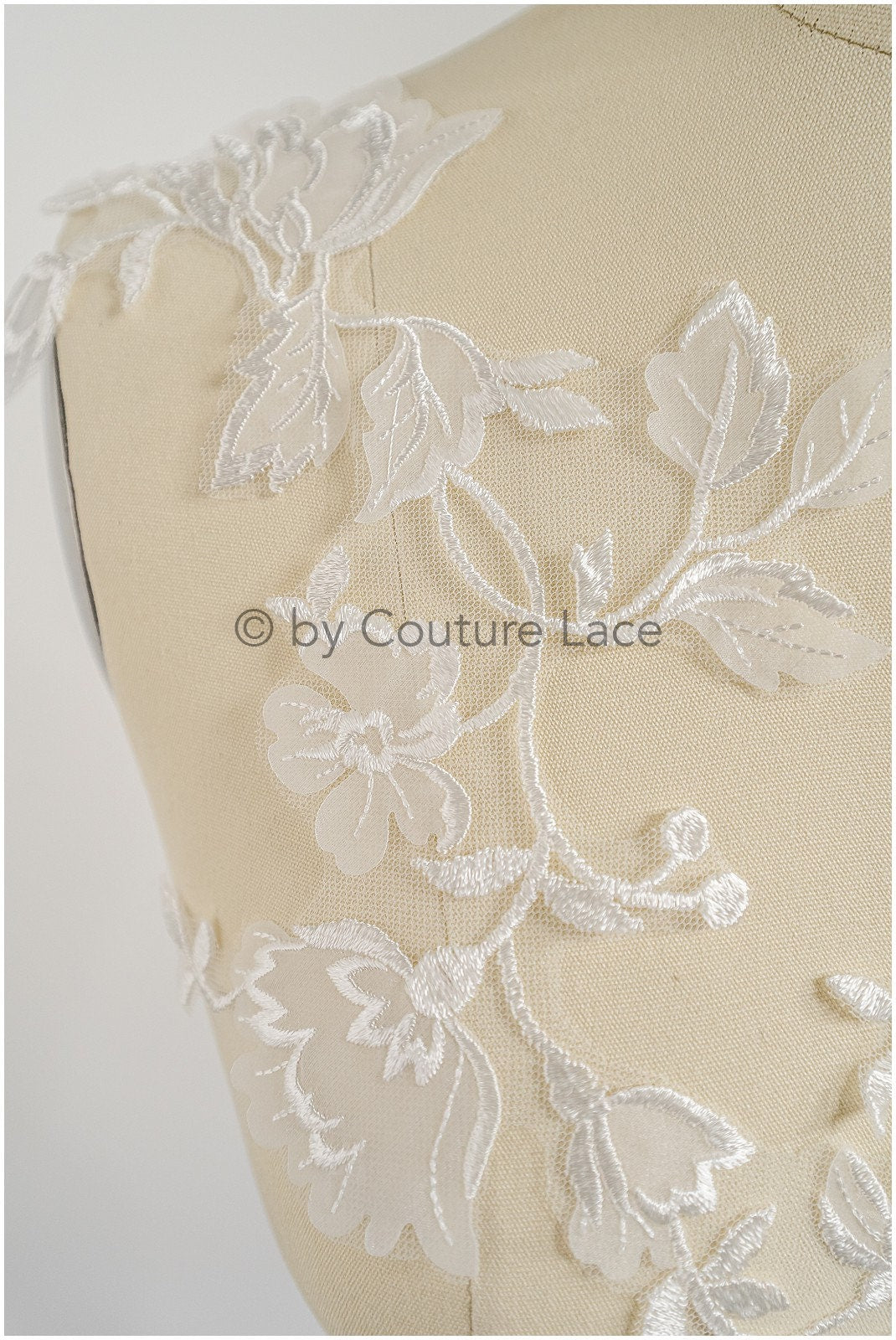 Bestickte 3D Blume Applikation / Braut Aufnäher / Hochzeitskleid Spitzenapplikation / Brautblatt Applikation / A23-166