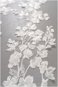Romantic embellished lace patch/ white embellished flower applique/ wedding dress lace applique/ bridal embellished pattern applique/ A23-317
