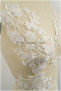 Romantic embellished lace patch/ white embellished flower applique/ wedding dress lace applique/ bridal embellished pattern applique/ A23-317