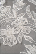 Perlen Blumen Applikation/ Perlen Braut Aufnäher/ Hochzeitskleid Spitzenapplikation/ Brautblatt Applikation/ A23-318