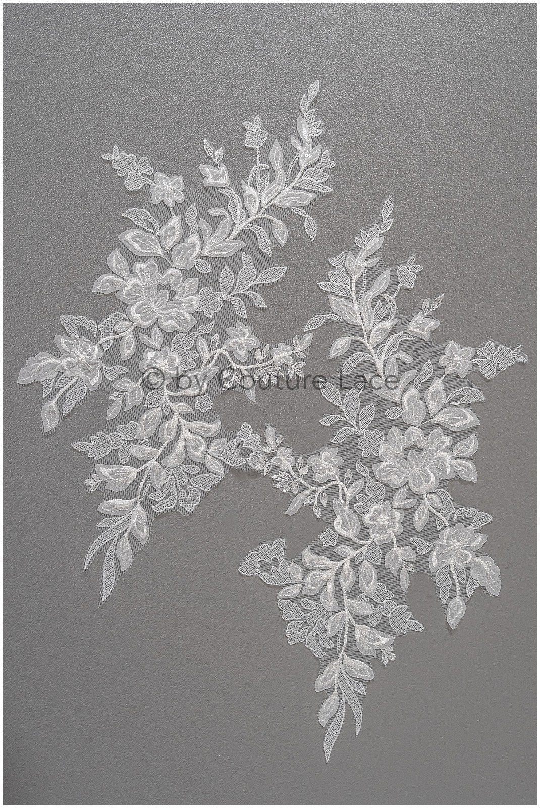 3D Blumen Applikation / 3D Blumen Spitze Applikation / Hochzeitskleid Applikation / Blatt Applikation / A23-319