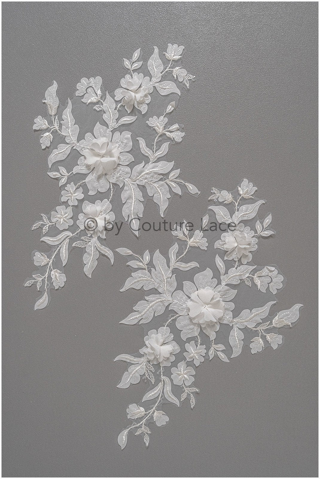 3D Blumen Applikation / 3D Blumen Spitze Applikation / Hochzeitskleid Applikation / Blatt Applikation / A23-320
