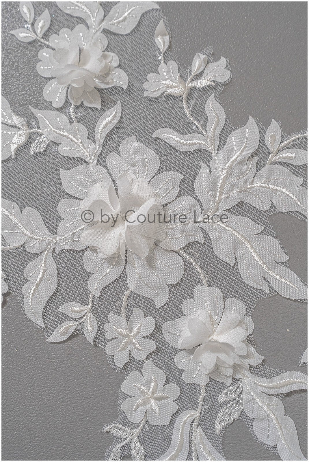 3D Blumen Applikation / 3D Blumen Spitze Applikation / Hochzeitskleid Applikation / Blatt Applikation / A23-320