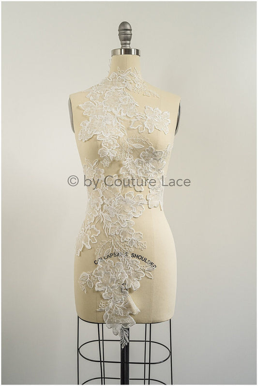romantische Blumen Applikation/ Blumen Spitzen Applikation/ Hochzeitskleid Spitzen Applikation/ Braut Blatt Applikationen/ A23-321