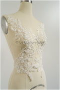 Perlen Blumen Applikation/ Perlen Braut Aufnäher/ Hochzeitskleid Spitzenapplikation/ Brautblatt Applikation/ A23-330