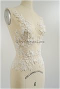 3D Blumen Applikation / Perlen Braut Aufnäher / Hochzeitskleid Spitzenapplikation / Brautblatt Applikation / A23-331