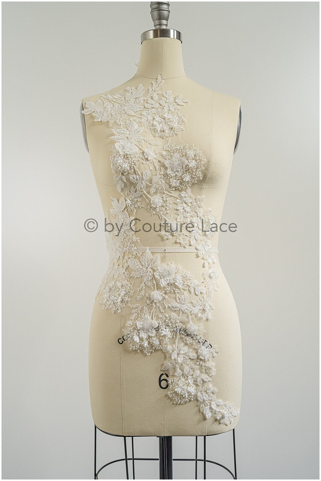 3D Blumen Applikation / Perlen Braut Aufnäher / Hochzeitskleid Spitzenapplikation / Brautblatt Applikation / A23-331