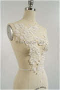 Perlen Perlen Blumen Applikation/ Perlen Braut Aufnäher/ Hochzeitskleid Spitze Applikation/ Brautblatt Applikation/ A23-332