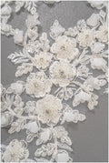 3D Blumen Applikation / Perlen Braut Aufnäher / Hochzeitskleid Spitzenapplikation / Brautblatt Applikation / A23-323