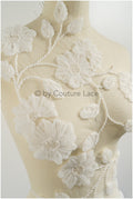 3D Blumen Applikation / 3D Blumen Spitze Applikation / Hochzeitskleid Applikation / Blatt Applikation / A23-325