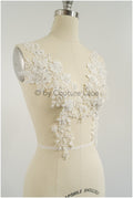 Perlen Perlen Blumen Applikation/ Perlen Braut Aufnäher/ Hochzeitskleid Spitzenapplikation/ Brautblatt Applikation/ A23-326