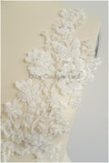 Perlen Perlen Blumen Applikation/ Perlen Braut Aufnäher/ Hochzeitskleid Spitzenapplikation/ Brautblatt Applikation/ A23-326