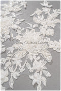 3D Blumen Applikation / Perlen Braut Aufnäher / Hochzeitskleid Spitzenapplikation / Brautblatt Applikation / A23-327