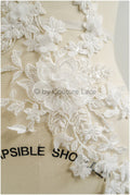 3D Blumen Applikation / Perlen Braut Aufnäher / Hochzeitskleid Spitzenapplikation / Brautblatt Applikation / A23-327