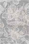 3D flower applique / pearl bridal patch / bridal patch / leaf applique / wedding dress lace applique / A23-328