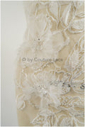 3D flower applique / pearl bridal patch / bridal patch / leaf applique / wedding dress lace applique / A23-328