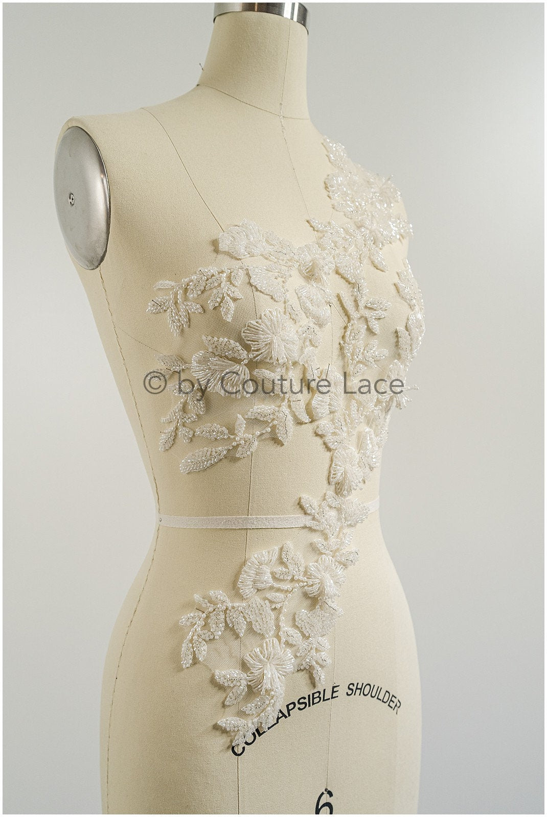 schwere Perlen Blumen Applikation / Perlen Braut Aufnäher / Braut Aufnäher / A23-329