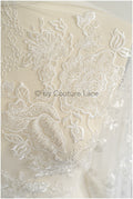 Wunderschöner perlenbesetzter Blumen Spitzenstoff/ Braut Couture Spitzenstoff mit Perlen & Pailletten/ Braut Spitze Off-White// L23-031BD