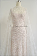 Heavy Beaded Lace Fabric Off-White/ Couture Lace Fabric with Pearls &amp; Beads/ Geometric Lace/ Beaded Lace // L23-527