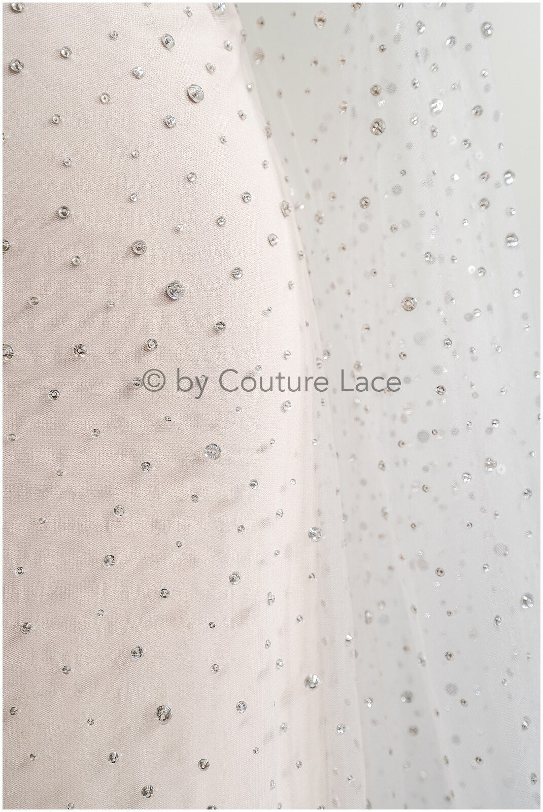 Tulle fabric with small rhinestones/ Couture fabric with rhinestones/ Swarovski tulle fabric/ Rhinestone tulle for wedding dress &amp; veil// L23-524
