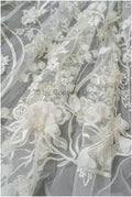 Perlen Brautspitzenstoff Off-White/ 3D Blumen Perlen Spitze/ schwere Perlenspitze/ Couture Spitzenstoff/ Brautspitzenstoff// L23-529