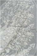 Perlen Brautspitzenstoff Off-White/ 3D Blumen Perlen Spitze/ schwere Perlenspitze/ Couture Spitzenstoff/ Brautspitzenstoff// L23-529