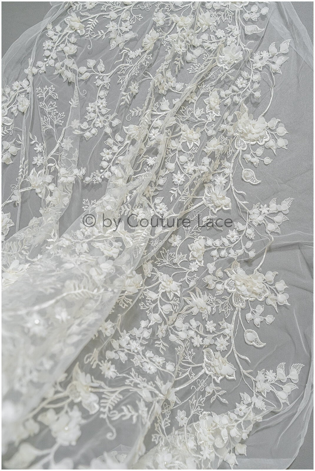 Perlen Brautspitzenstoff Off-White/ 3D Blumen Perlen Spitze/ schwere Perlenspitze/ Couture Spitzenstoff/ Brautspitzenstoff// L23-529