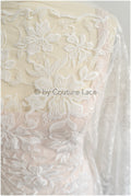 Romantischer Blumen Spitzenstoff Off-White/ hochwertiger bestickter Spitzenstoff mit floralem Muster/ Braut Spitzenstoff// L23-530