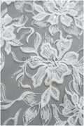 Romantischer Blumen Spitzenstoff Off-White/ hochwertiger bestickter Spitzenstoff mit floralem Muster/ Braut Spitzenstoff// L23-530