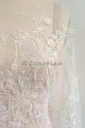 Perlen Spitzenstoff Off-White/ Couture Spitze Stoff/ Brautspitze Stoff mit Perlen/ Perlenspitze// L23-023