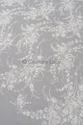 Perlen Spitzenstoff Off-White/ Couture Spitze Stoff/ Brautspitze Stoff mit Perlen/ Perlenspitze// L23-023
