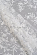 Blumen Braut Spitze Off-White/ Brautspitze Stoff/ Blumen Hochzeit Spitze/ Couture Spitze// L23-028B