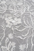 Perlen Spitzenstoff Off-White/ Couture Spitzenstoff/ Braut Spitzenstoff/ Perlen Spitze// L23-041