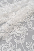 Blumen Braut Spitze Off-White/ Brautspitze mit Blumen/ Blumen Hochzeit Spitze/ Couture Spitze// L23-068
