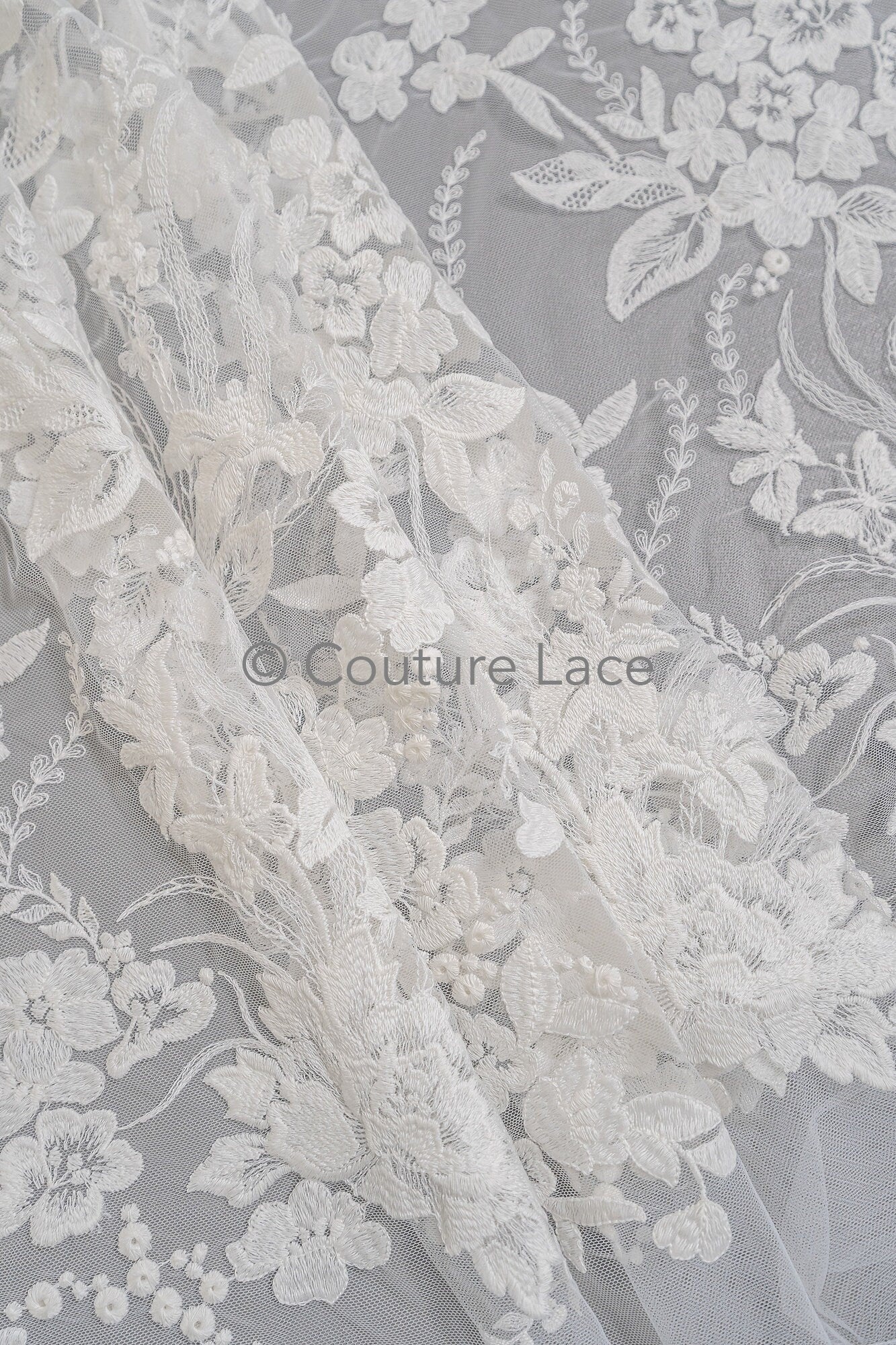 Blumen Braut Spitze Off-White/ Brautspitze mit Blumen/ Blumen Hochzeit Spitze/ Couture Spitze// L23-074