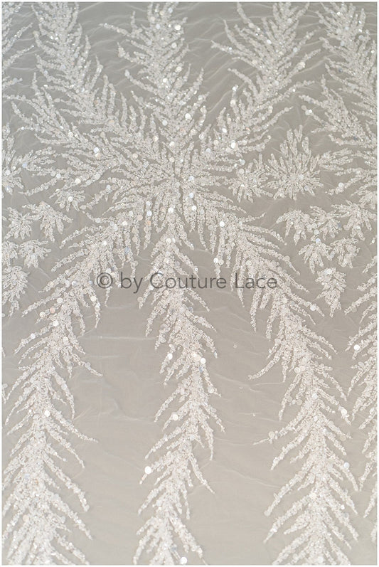 Perlenspitzenstoff Off-White/ Perlenspitze Stoff/ Braut Spitze Stoff/ Perlenspitze/ Brautspitze// L19-085