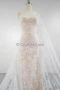 Floral bridal lace off-white/ bridal lace with flowers/ floral wedding lace/ couture lace// L23-580