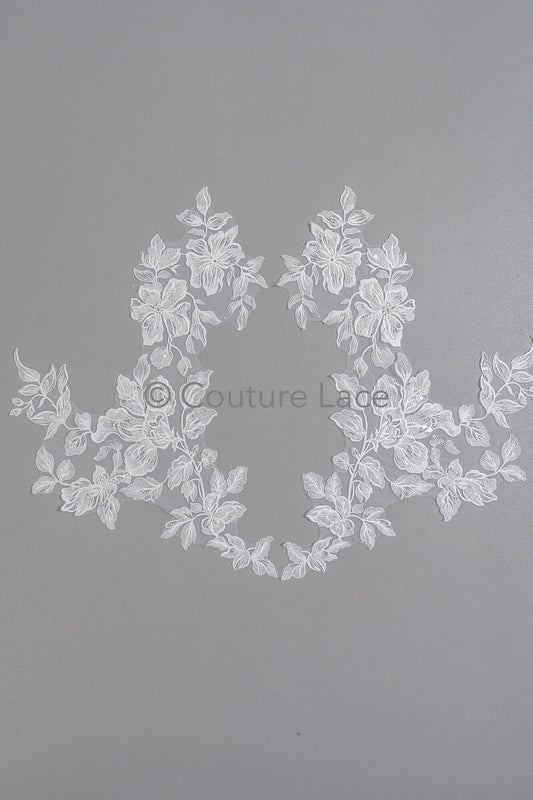 Blumen Applikation/ Perlen Braut Aufnäher/ Hochzeitskleid Spitze Applikation/ Perlen Braut Aufnäher/ A23-338