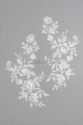 3D Blumen Applikation/ Perlen Braut Aufnäher/ Hochzeitskleid Spitzenapplikation/ Brautblatt Applikation/ A23-340