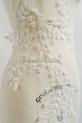 Perlen Blatt Applikation/ Perlen Braut Aufnäher/ Braut Aufnäher/ Hochzeitskleid Spitzenapplikation/ Perlen Brautblatt Motiv / A23-341