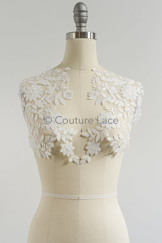 Hochzeit Kleid Spitze Applikation / Perlen Braut Aufnäher / 3D Perlen Blumen Applikation / Braut Applikation Blatt / A23-342