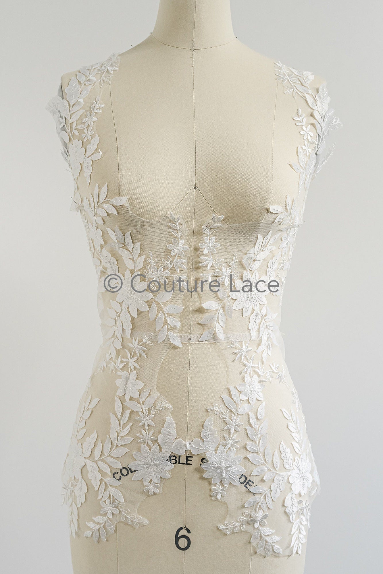 3D Blumen Applikation/ Hochzeitskleid Spitzenapplikation/ Perlen Braut Aufnäher/ Brautblatt Aufnäher Applikation/ A23-343